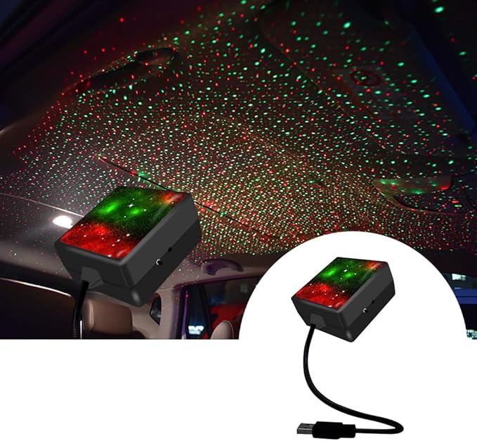 USB Star Projector Night Light Car Roof Light Adjustable Interior Car Light Portable Car LED Light 2 Colors Plug and Play Auto Ceiling Interior Light Star Light for Cars Bedroom Roof Party Home Decor