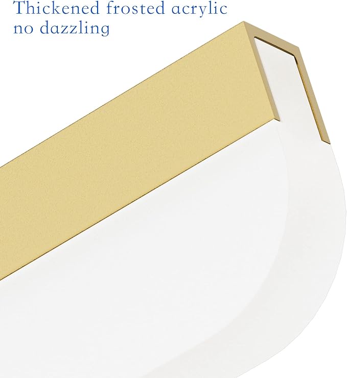 Ralbay Modern 24" Vanity Lights for Bathroom - 24W Frosted Aluminum LED Gold Bathroom Vanity Light Fixtures Over Mirror - Modern Gold Bath Lighting - 6000K White Light
