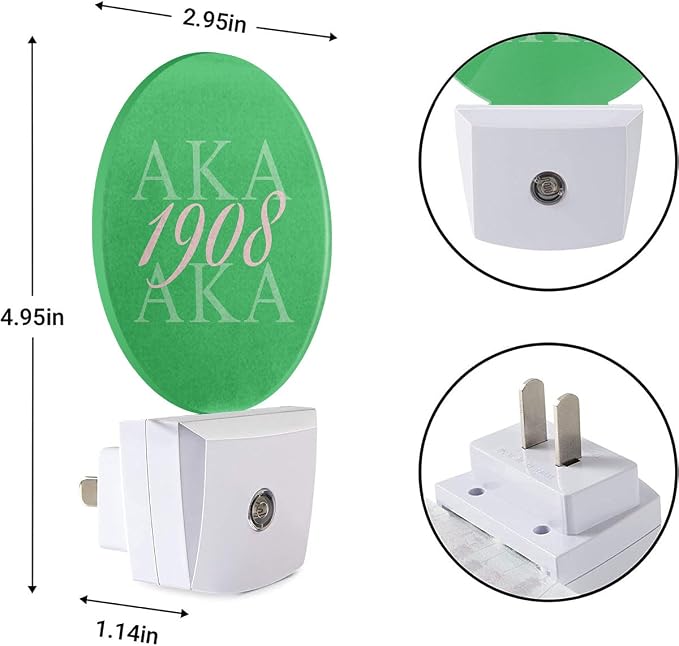 EKOBLA AKA 1908 Night Light, Also Known As Abbreviation Hip Hop Style Pink Green White Night Lights Plug Into Wall with Dusk to Dawn Auto Sensor for Bathroom, Hallway, Kitchen