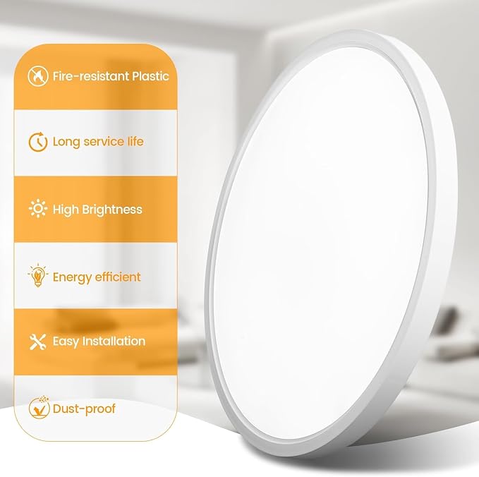 TALOYA 6-Pack 10 Inch Flush Mount LED Ceiling Light Fixture, 5CCT, White | 100–240 VAC Input,Edge-Lit Low Profile Round Design Ideal for Bedroom,Bathroom,Kitchen,Laundry,Closet
