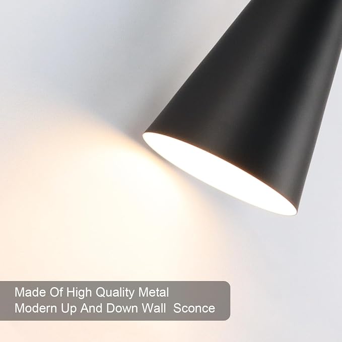 Wall Sconce Bathroom Sconces Lighting, 18 inch Black Modern Sconces Up Down Lights Wall Decor Indoor Wall Light Fixtures for Living Room Hallway Staircase Bedroom Hardwired