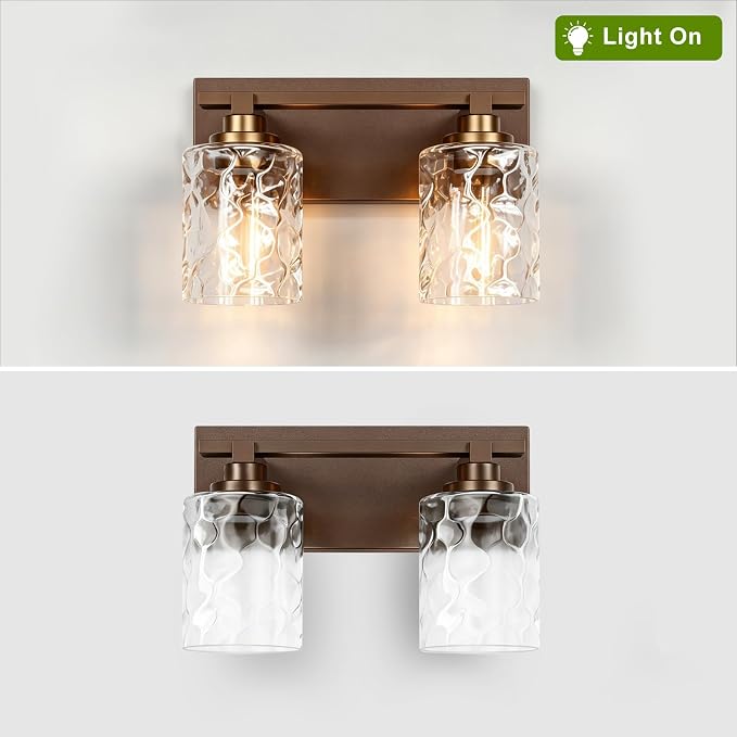 Modern Bathroom Lighting Fixtures Over Mirror, Vanity Lights for Bathroom, Wall Sconces with Clear Glass Shades, E26 Ceramic Socket, 2-Light 14-inch Oil-Rubbed