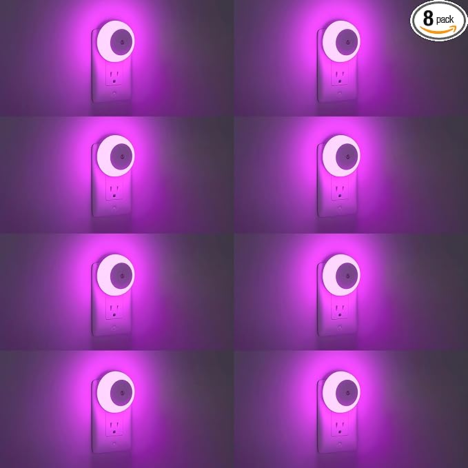 fesnne Night Light, Night Lights Plug into Wall, Dusk to Dawn Sensor, Pink Led Night Light 0.5W, 8 Pack Nightlight for Adults, Bedroom, Bathroom, Hallway, Kitchen