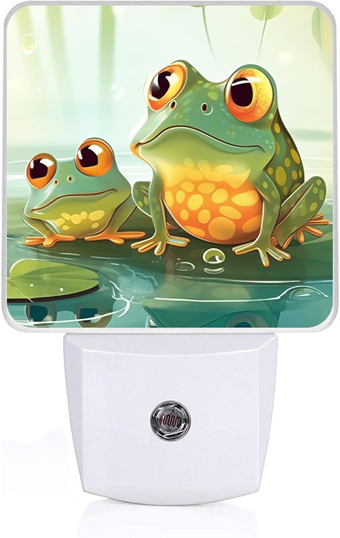 Cartoon Frog Night Light, Plug-into Nightlight White LED Lamp, Energy Efficient Decor Desk Lamp for Bedroom Hallway Stairs Bathroom
