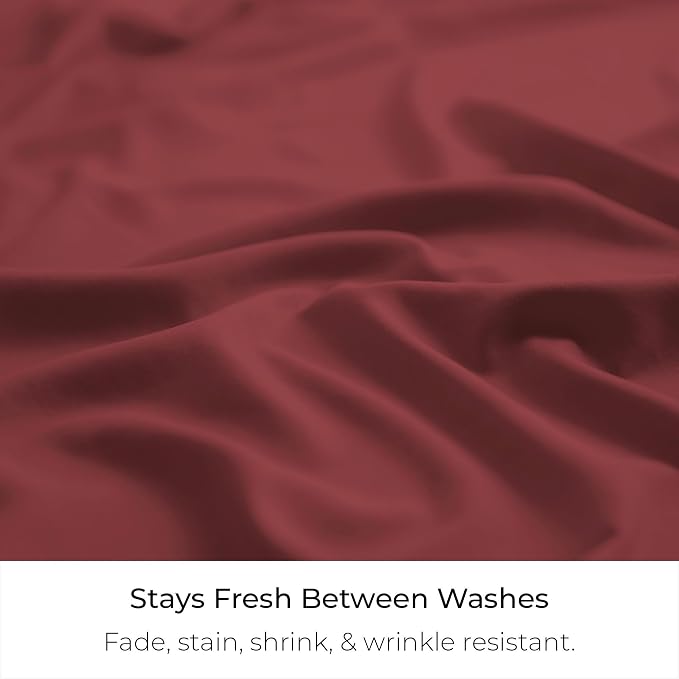 Mellanni Bed Skirt King Size - Tailored Drop Bed Skirting | 15-Inch Pleated Dust Ruffle - Hotel Luxury Bedding - Wrinkle, Fade, Stain Resistant - 1 Bedskirt (King, Brick Red)