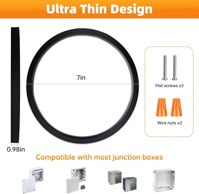 7Inch 4Pack LED Flush Mount Ceiling Light,3CCT,ETL Listed,Dimmable Black | Hardwired 3CCT Selectable 3000K-6000K,18W 1400LM Dimmable Round Flat Panel Light Fixture for Bedroom/Kitchen,Bathroom&Indoor
