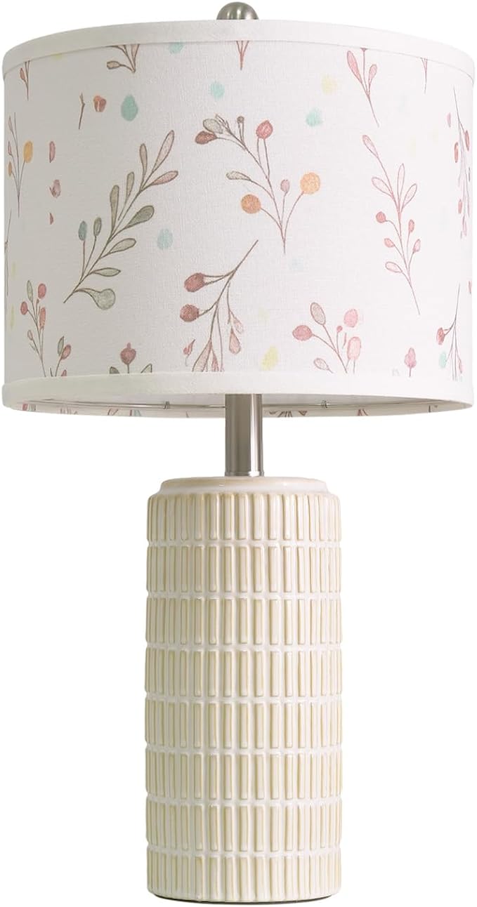 PoKat 23'' Table Lamp with Flower Lampshade for Night Stands, Birthday Gifts for Women Mom, House Warming Gifts New Home Decor, Ceramic Lamp for Living Room, Modern Bedroom Lamp for Nursery