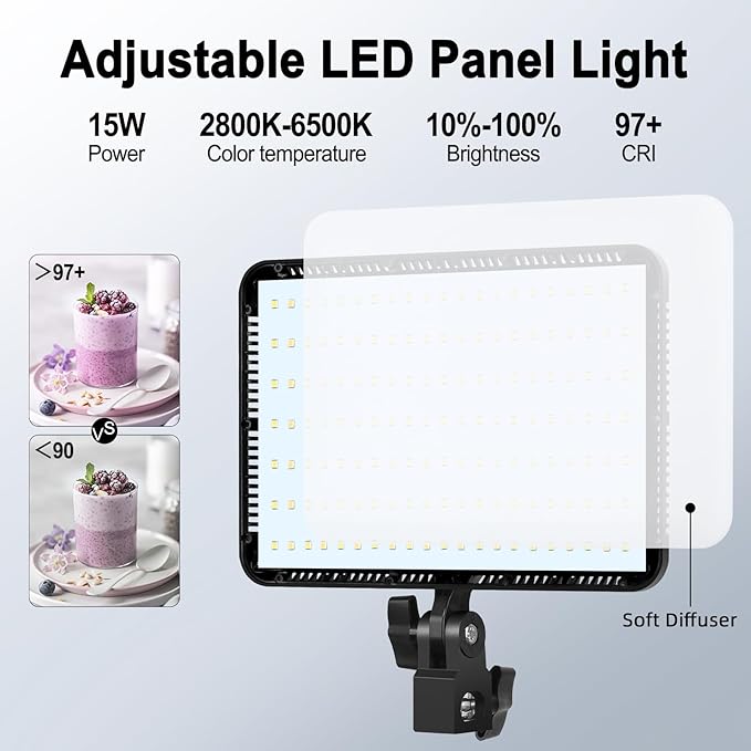 12" LED Video Light Kit,2-Pack Photography Lighting Kit,73" Height 2800-6500K Dimmable Studio Lights with Tripod Stand and Phone Holder, Streaming Lighting for Video Recording,Podcast,YouTube