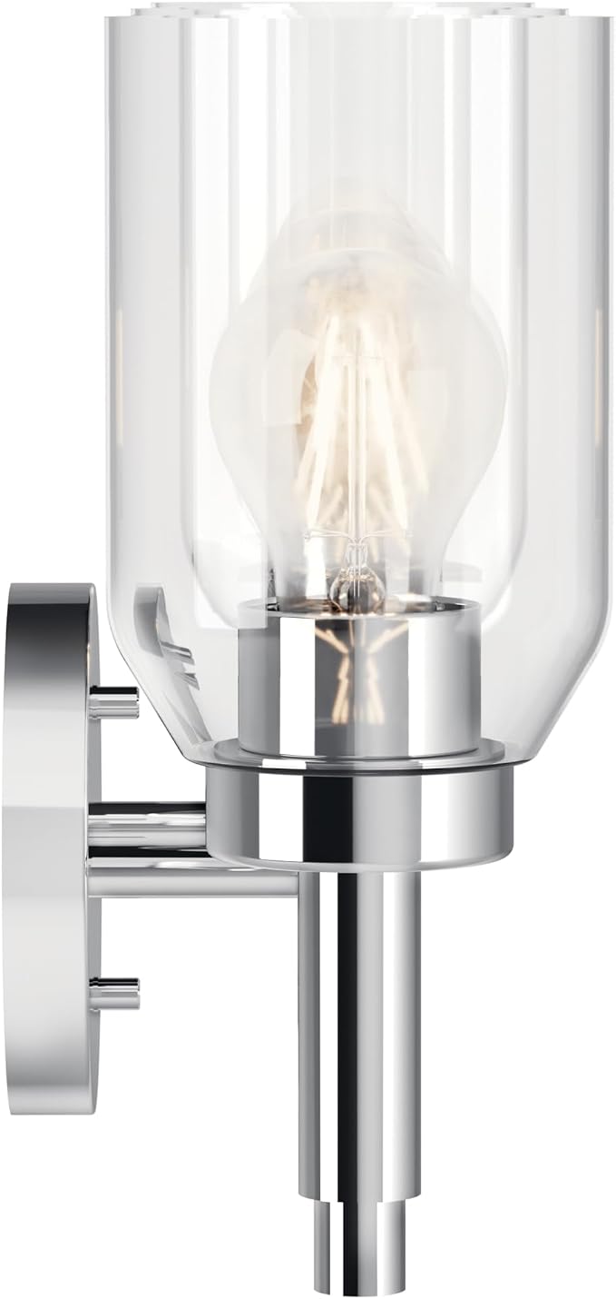 Kichler Madden 3-Light Bathroom Vanity Light, Chrome | Modern vanity light with clear glass for single bathroom mirrors (24" x 10.5"), 55185CH