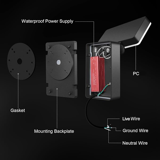 40W Modern Outdoor Wall Light, 360° Rotatable Neighbor-Friendly | 3000LM 5000K, IP65 Waterproof, Anti-Rust, Wall Mount, 85-265V, Switch Control Security Light for Porch Garage Backyard