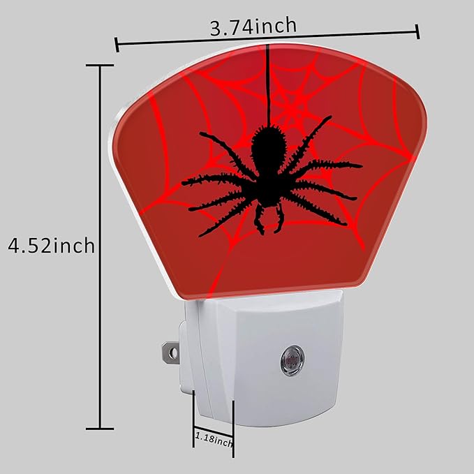 Black Spider Night Light for Kids, Red Spider Web LED Night Light Plug into Wall with Dusk to Dawn Sensor for Girls Boys Women Men Bedroom, Hallway, Kitchen, Bathroom, Stairs Decor