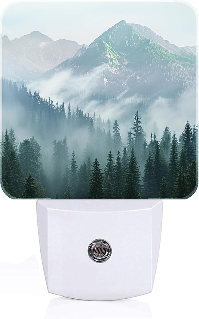 Mountain Forest Night Light,Plug Into Wall with Dusk to Dawn Light Sensors, Warm Nightlights for Bedroom, Bathroom, Hallway, Kitchen, Gifts Ideal for Boys Girls Women Men