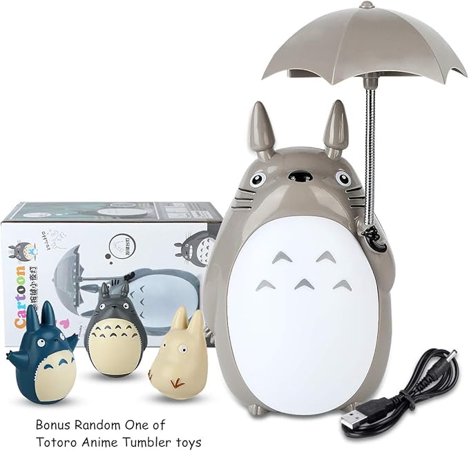 BATVOX Totoro Umbrella LED Night Light Kid's Character Lamp USB Charge (White Belly) Bonus Totoro Tumbler
