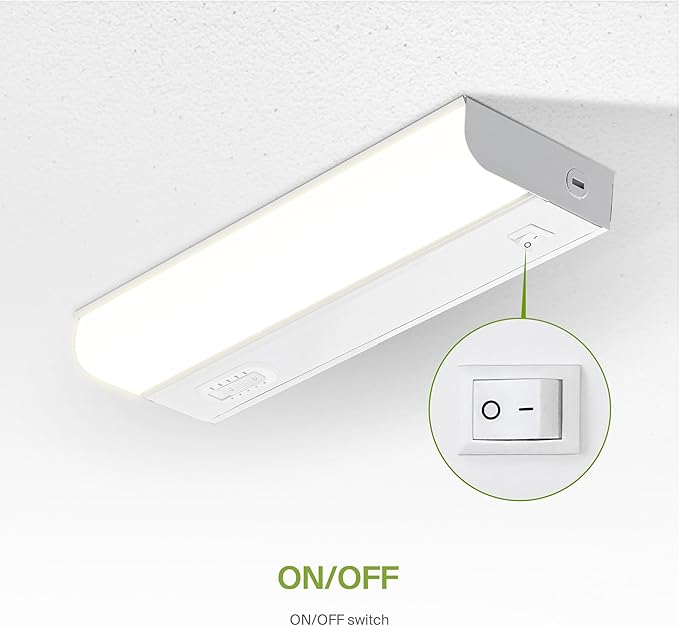 ASD 9 Inch Hardwired LED Under Cabinet Light, On/Off & 5CCT Switch 2700K-5000K, 4W 337LM CRI90+, Direct Wire Low Profile Linkable Fixture, Dimmable Under Counter Kitchen Lighting, White, UL