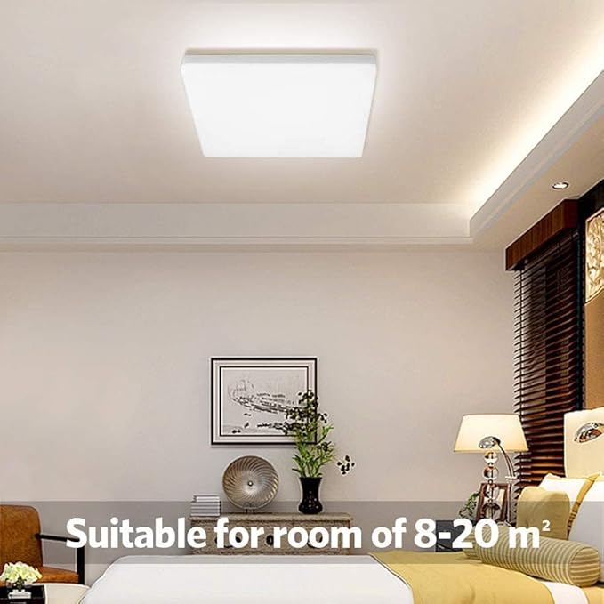 OOWOLF 25W 6000K LED Flush Mount Ceiling Light Fixture Ultra Slim, 12inch Waterproof Bathroom Square LED Ceiling Lamp Fixture Without Flicker, 85Ra+ Daylight White for Kitchen Bedroom Hallway Office