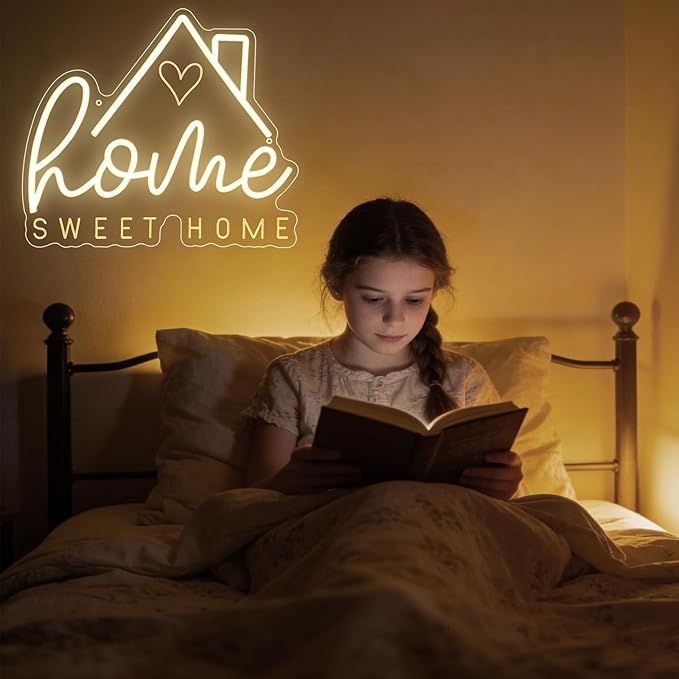 Home Sweet Home Neon Sign for Wall Decor,Warm White LED Signs for Living Room Bedroom House New Home Apartment,House Warming Dimmable Neon Light Gifts for Couple Women Men USB Powered（13"*11"）