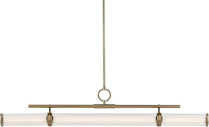 Kichler Riven LED 1-Light Linear Chandelier with Clear Fluted Glass in Champagne Bronze, Sloped Ceiling Compatible, for Kitchen or Dining Room (9.5" x 8" x 48.25"), 52753CPZLED