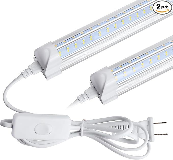 Led Shop Light 2ft, Led Shop Light,25W 6500K 3200LM Clear Cover,T8 LED Light Fixture,Ceiling and Utility Shop Lights, Linkable Light Fixture for Room, Garage, Workbench, Warehouse(2-Pack)