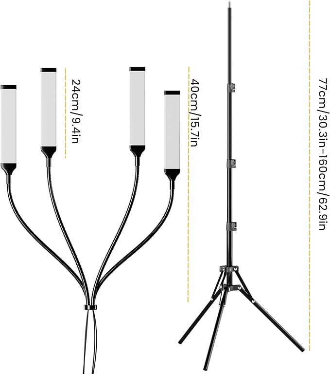 Four Arms LED Light for Photography,Esthetician Light for Lash Extensions with Phone Holder/Floor Lamp/Lash Light for Makeup/Tattoo/Selfie/Video Recording/Photography/TikTok/YouTube/Live Stream