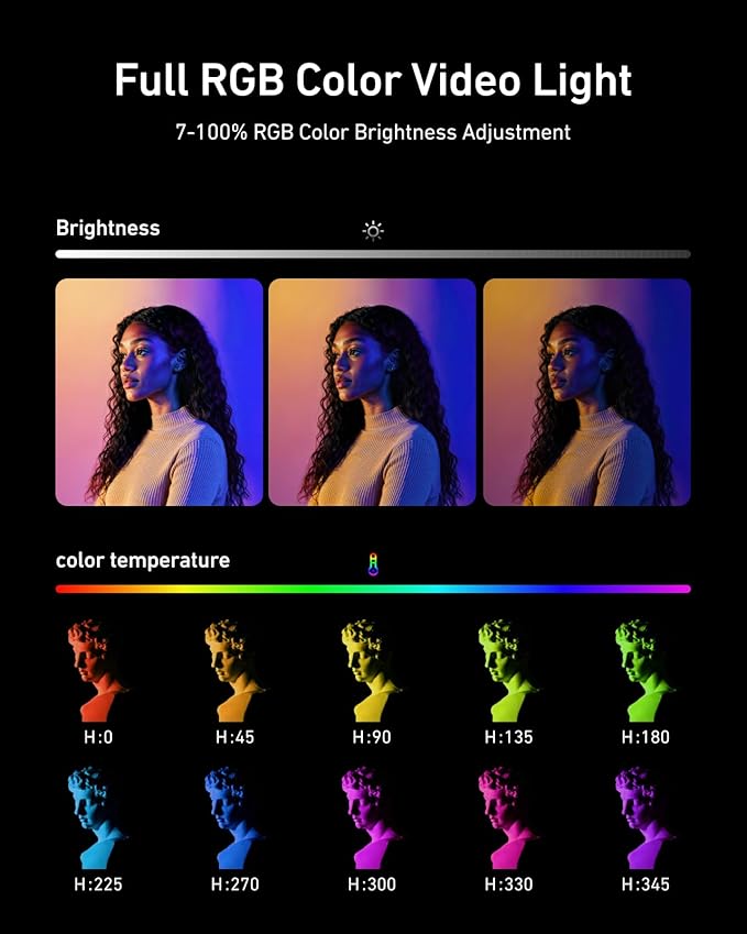 TELESIN 2PCS Magnetic RGB Video Lights | Cold Shoe Mount for DSLR Camera Photography Attachment | CRI 95+ & 2700-7500K | Portable RGB LED Camera Light with Diffuser | Streaming, Content Creator