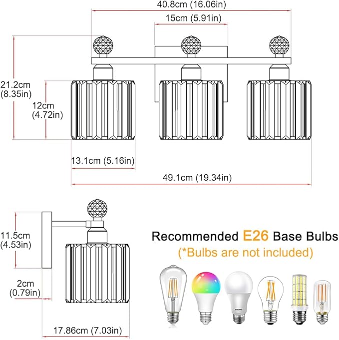 Modern Crystal Bathroom Vanity Light, Gold Bathroom Lighting Fixture, Crystal Brass Vanity Light Fixture Over Mirror, Bath Wall Mounted Lighting for Bedroom, Living Room