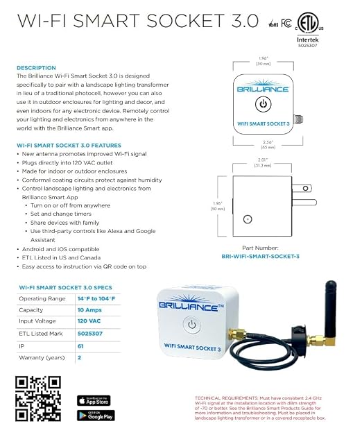 SPW Brilliance WiFi-Smart-Socket-3 LED WiFi Smart Socket - App Control/Alexa - WIFISMARTSOCKET3, White