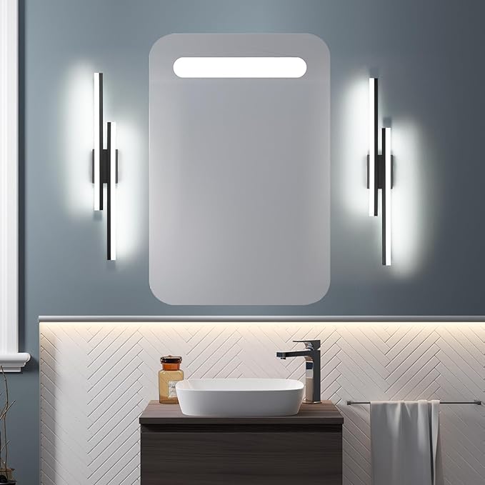 PRESDE LED Bathroom Vanity Light，Modern Black 32 Inch LED Wall Lighting Fixture Over Mirror 3CCT