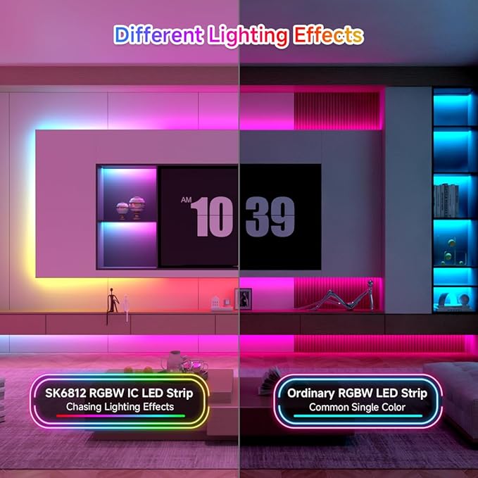 BTF-LIGHTING SK6812(Similar WS2812B) UL Listed RGBW RGB+Warm White(3000K) Individually Addressable DC12V 16.4FT 30LED/m 4 Colors in 1 Light Dream LED Strip IP65 White PCB(No Adapter or Controller)