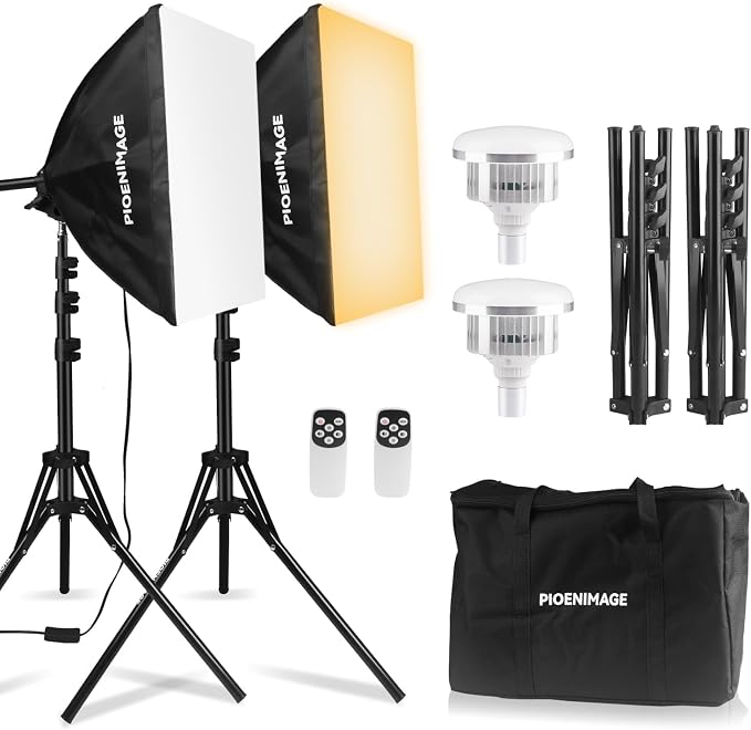 Softbox Lighting Kit, Softbox Photography Lighting Kit, 2Pcs | 17in Soft Box Lighting Set, Photography Lights, 85W 2700-6500K LED Bulb, Studio Lights for Portrait, Video Recording