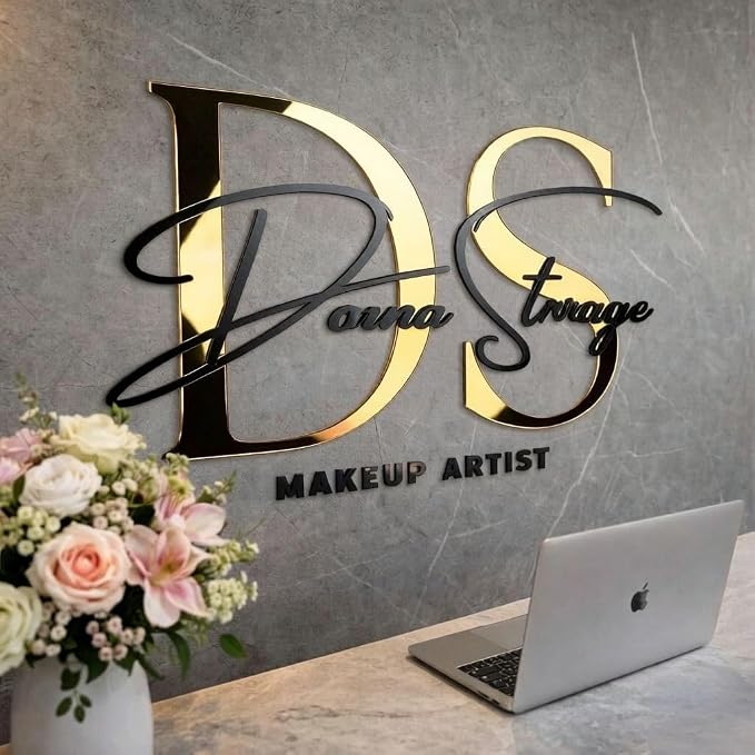 Large Custom Acrylic Sign for Wall, Professional Personalized 3D Name Sign, Business Logo Sign for Salon Studio Reception Wedding Birthday Party Gift Storefont Bar Bedroom