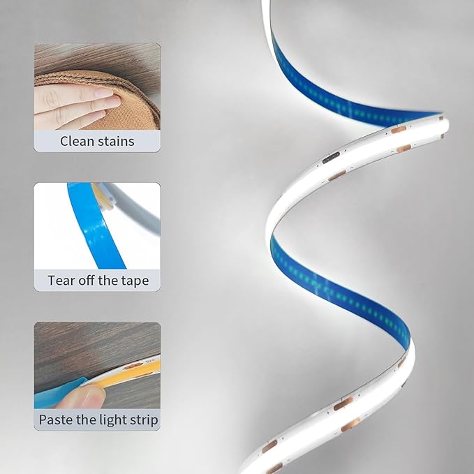 5V LED Strip Lights, White USB LED Light Strip, 2Pack 3.28FT Dimmable Cob LED Strip Light, High Brightness Short LED Strip for Display Cabinet, Living Room, TV Lights