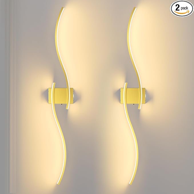 39.4 Inch Battery Operated Wall Sconce Set of 2, Gold Modern Rechargeable Wall Lights with Remote, 3CCT Dimmable Wireless Wall Lamp for Living Room Bedroom Hallway