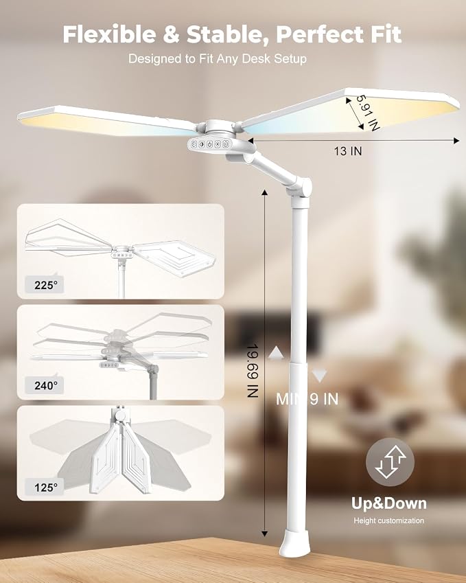 36W LED Desk Lamp with Clamp, Dual-Head Architect Lamp with Remote, White | Ultra Bright 448-LED 3600LM Office Lamp, 2700K-6500K, Stepless Dimming, 60-Inch Desk Light for Workbenches and Home Offices