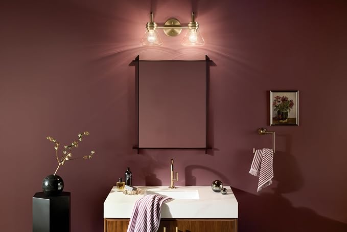 Kichler 6-Light Bathroom Vanity Light, Brushed Nickel | Round bath bar vanity light for damp locations and mirrors (36" x 4.75"), 5018NI