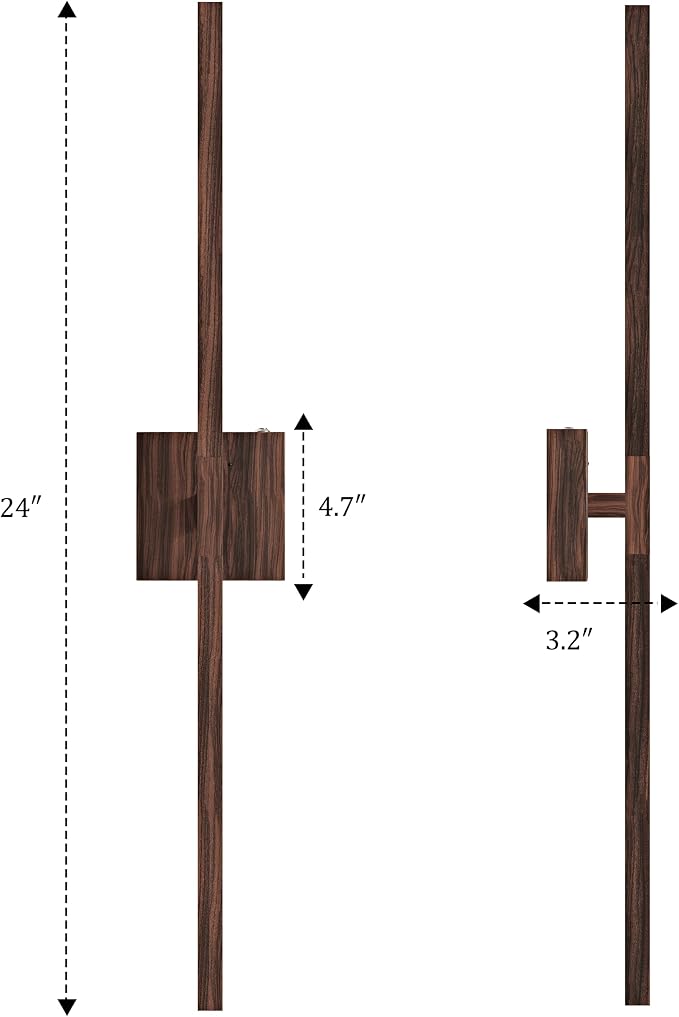 Rayogale Walnut Battery Operated Wall Sconce with Remote Control 24 Inch | 3000/4500/6000K Dimmable 8000mAh Wireless Rechargeable Wall Sconces Set of Two with Timer for Living Room, Bedroom, TV