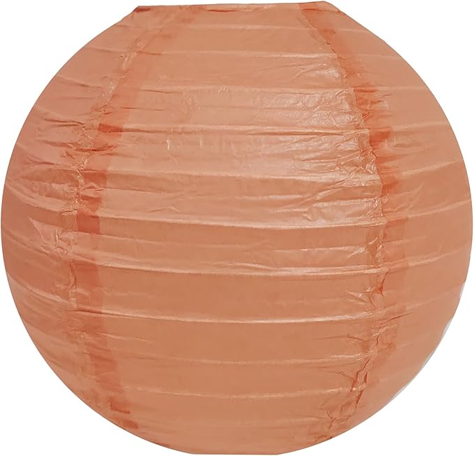 12 Inch Peach Round Paper lantern,Chinese Japanese Pendant Lamp Shade(Set of 5, Peach)