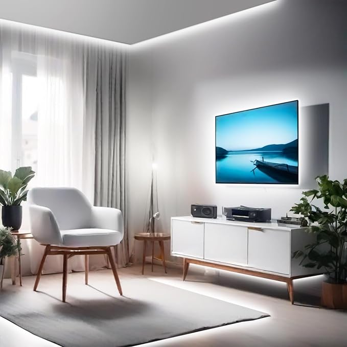32.8FT/10M COB LED Strip Light, Cold White 6000K LED Tape Lights, 8mm Width, CRI93+ Dimmable Flexible Lights Strip for Bedroom TV Backlight Cabinet Kitchen Mirror Decor(with Plug)