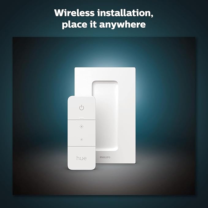 PHILIPS Hue Smart Dimmer Switch with Remote, White, 1 Pack, Turns Hue Lights On, Off, Dims or Brightens, Smart Home Control, Requires Bridge, Easy, No-Wire Installation
