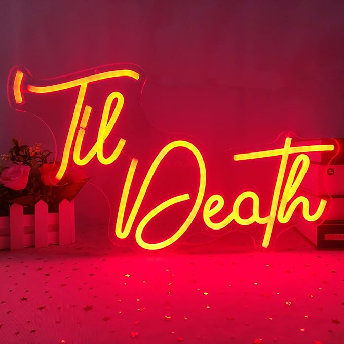 Til Death Neon Sign Dimmable Til Death Led Sign Art Wall Decor Til Death Sign for Valentine's Day Bachelorette Gifts Backdrop Party Wedding Decor
