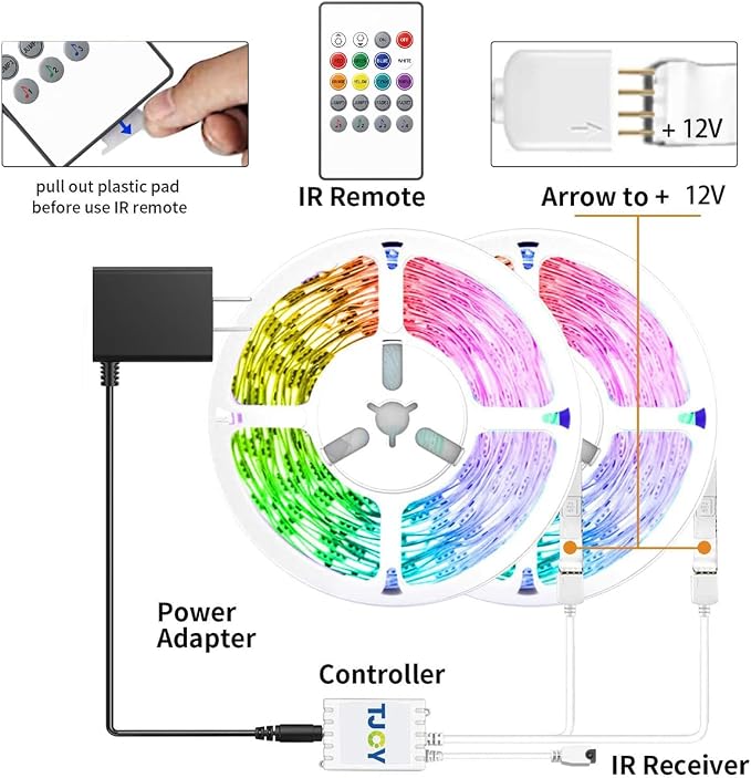 TJOY 90FT Smart Led Strip Lights for Bedroom Alexa Compatible Wireless RGB | Music Sync, RGB Color Changing Lights for Room Decor(APP+Remote+Voice control)
