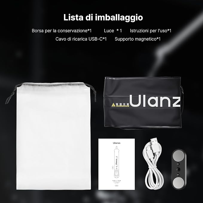 ULANZI UA20 Inflatable Tube Light, 20W Bi-Color Magnetic LED Air Tube Video Light Wand for Photography, 2700K-6500K CRI95+ 1/4" Mount Portable Inflatable Lights Bar for Photo/Vlog/Live Stream/Painting