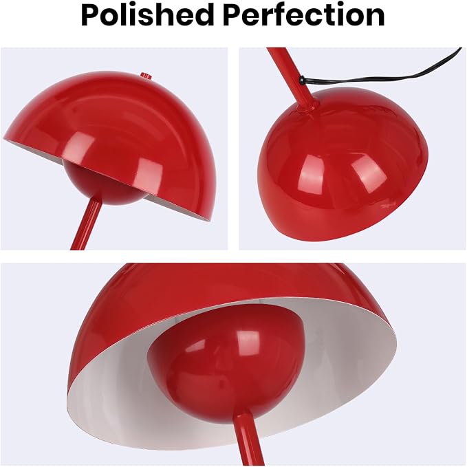 Coucrek Red Floor Lamp, 66'' Industrial Standing Lamp for Living Room | Tall Lamp with Unique Reflecting Shade, Mid Century Modern Ambient Lighting for Bedroom Corner
