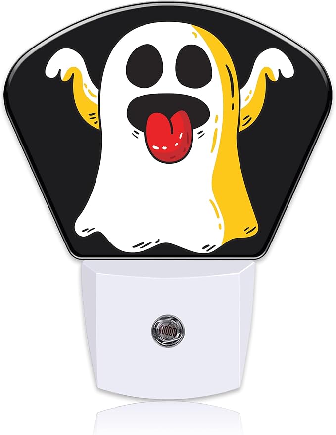 Halloween Funny Cute Ghost Night Light for Kids, Halloween LED Night Light Plug into Wall with Dusk to Dawn Sensor for Girls Boys Women Men Bedroom, Hallway, Kitchen, Bathroom, Stairs Decor