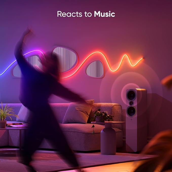 Nanoleaf Smart Rope Light, Works with Matter, Alexa, Google Home, 16.4ft | LED Multicolor Neon Rope Light, DIY Strip Lights with Music Sync for Wall, Bedroom, Gaming Room