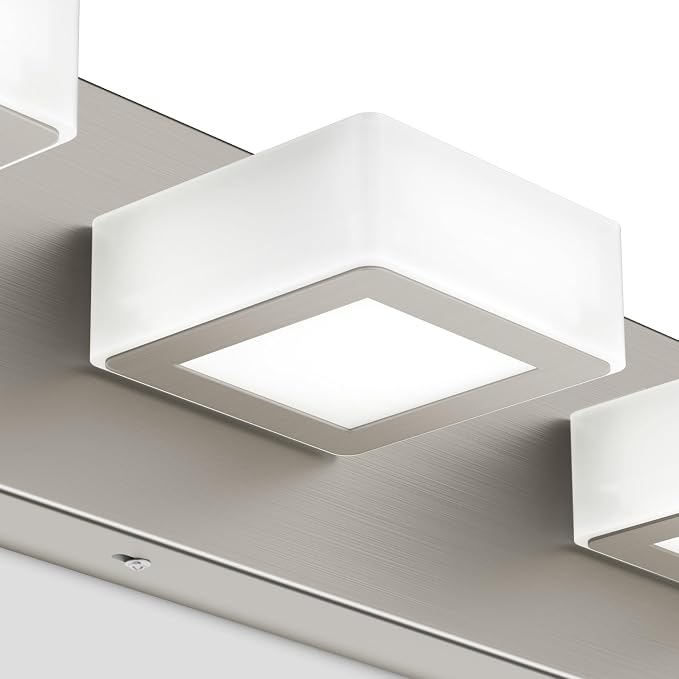 Ralbay Brushed Nickel Bathroom Vanity Light Metal Acrylic Modern LED Bathroom Lighting Over Mirror (White Light 6000K)