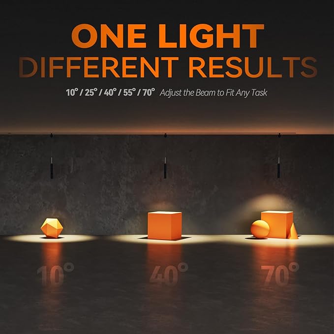 LEONLITE 5CCT Zoomable LED Track Pendant Light, 1600LM Adjustable Height H Track Pendant Lighting, ETL, Dimmable, Beam Angle 10°–70°, Commercial Retractable Hanging Light for Cafe, Black, Pack of 3