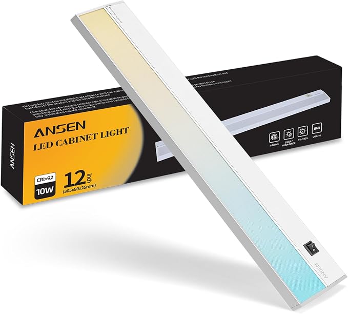 12inch 10w 666.7lm Hardwired Under Cabinet Lights, 5CCT 2700K-5000K, CRI 92+, R9 90+, UGR Lower Than 16, LED Dimmable Under Counter Lighting for Kitchen