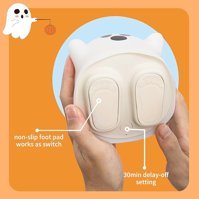 Ghost Night Light, Cute White Night Lamp for Bedroom USB Rechargeable Lamps Adjustable Brightness, Nursery Bedside Delay-Off Nightlight for Birthday Gift Halloween Christmas