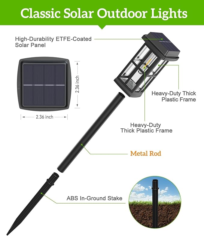 Ahaorigin 8 Pack Solar Pathway Lights Outdoor, 2 Lighting Modes Waterproof Solar Lights Outdoor, Sturdy Metal Rods, Brighter Up to 15Hrs Outdoor Path Lights for Yard Garden Walkway Driveway Sidewalk