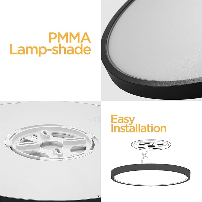 TALOYA 4-Pack 15.8" LED Flush Mount Ceiling Light Fixture,24W 5CCT,Black | 100–240 VAC Input,Edge-Lit LED Modern Ceiling Lamp for Living Room,Bedroom,Hallway,Kitchens